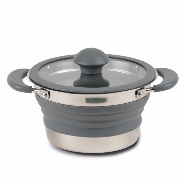 Cooking | Kampa Collapsible Saucepan 1L – Grey Camping Equipment Cooking