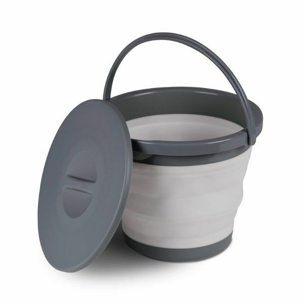 Water and Waste | Kampa 5 Litre Bucket With Lid – Grey Camping Equipment Water & Waste